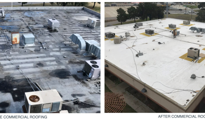 before and after commercial roofing