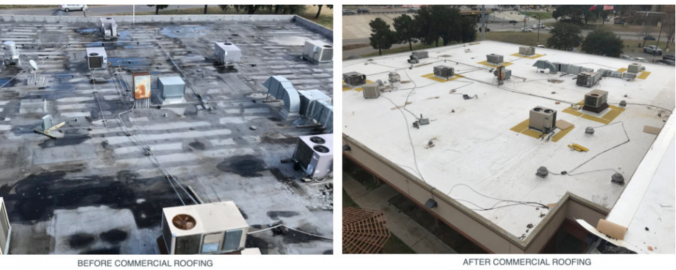 before and after commercial roofing