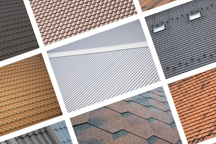 Different variety of roofing materials.